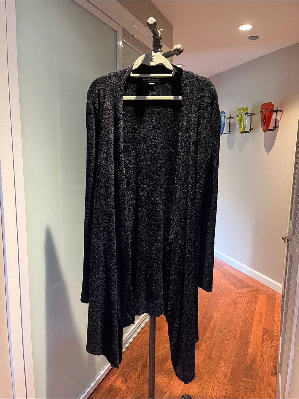 Barefoot Dreams Black Open-Front Draped Cardigan